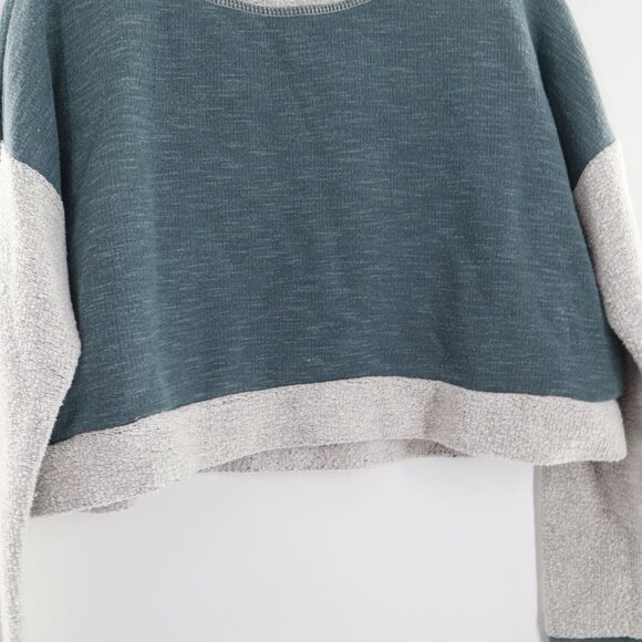 Earthbound Cropped Sweatshirt Women M Teal Athleisure Boho Color Block Weekend - Picture 7 of 12